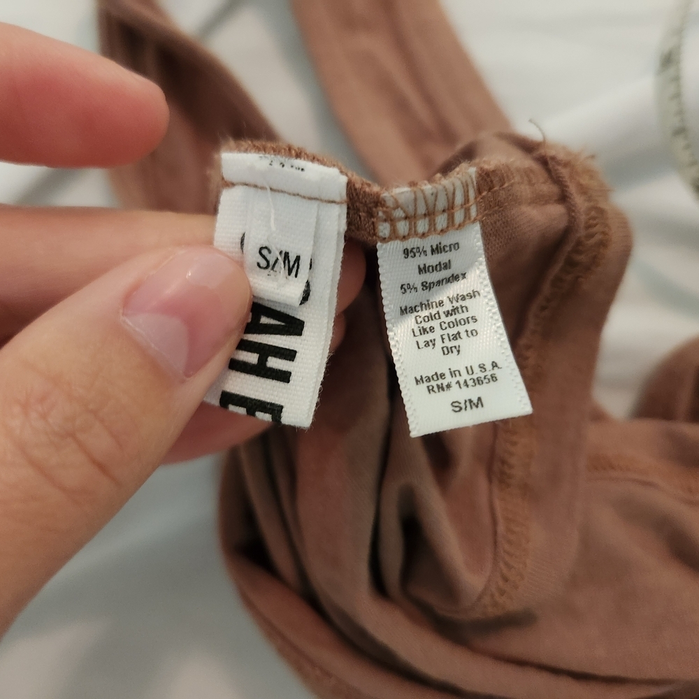 Joah Brown Tan Crop Top Beige Brown sweetheart Tank Modal Soft Shape Cami Layers - Picture 5 of 8